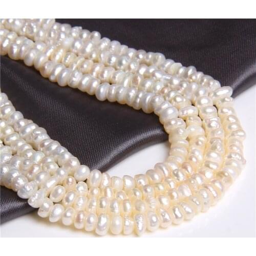 4.4mm Flat round Natural Pearls Baroque Freshwater Pearl Bead Small Button Seed Loose Beads For DIY Jewelry Making 14" strand