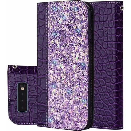Bling Glitter Flip Wallet Card Slot Crocodile Leather Case Cover For Samsung Galaxy Note 20 10 9 S20 S21 S10 LITE S10/9/8 Plus