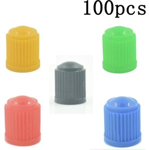 100pcs black/red/yellow/green/blue PLASTIC TIRE VALVE STEM CAPS Dust Cover