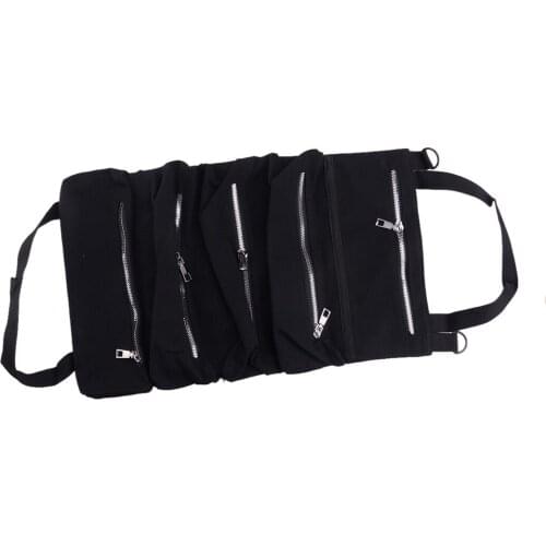 Black Multi-Purpose Tool Roll Up Storage Bag Wrench Organizer Seat Hanging Pouch Universal
