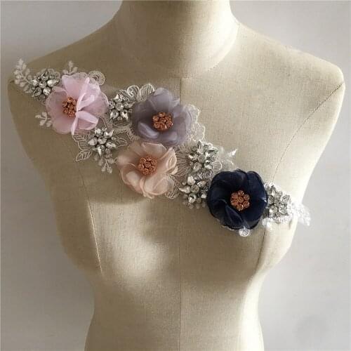 High Quality 3D Flower Sequin Lace Neckline Embroidery Lace Collar DIY Sewing Womens Fashion Apparel Accessories Handicrafts