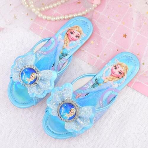 Children Princess Shoes Girls Sandals Frozen Elsa Glitter Shiny Rhinestone Enfants Fille Female Party Dress Slipper Size 26-35