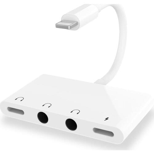 Reilim 3.5mm double Audio jack Adapter to Lightning for earphones speaker with charging converter For iPhone XS XR iPad ios13 14