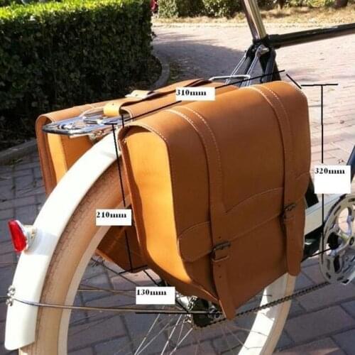 E0999 Retro Bicycle After-frame bag Chocolate 100% head layer yellow cowhide bike Rear rack bag Bicycle Parts 1pcs