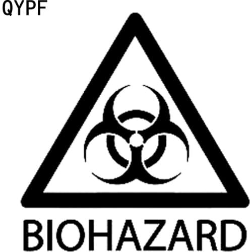 QYPF 14.3CM14.9CM Interesting Warning Mark BIOHAZARD Graphic Car Sticker Black/Silver Vinyl Decoration S9-2332