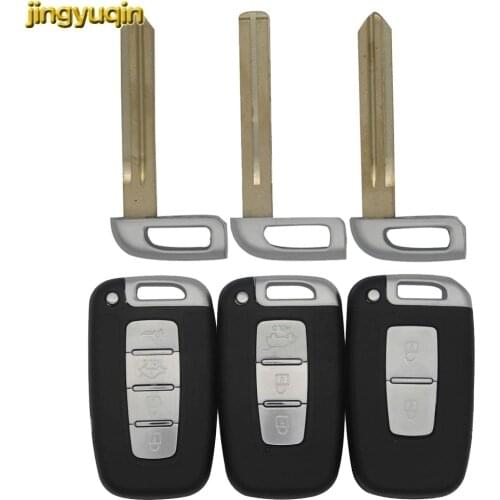 Jingyuqin Remote Key Shell For Hyundai Genesis Coupe Sonata Elantra Veloster Smart Keyless Uncut Blade Entry Key Case 2/3/4 BTN
