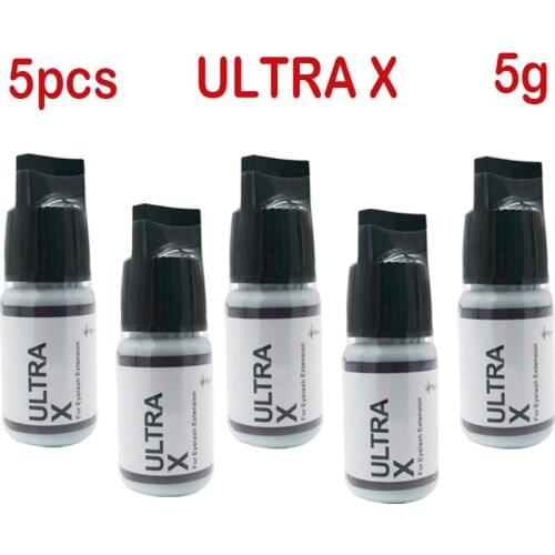 5Bottles Korea ULTRA X Black Adhesive/Glue For Eyelash Extension 5g/bottle Individual Fast Drying 1-2s Eyelash Extensions Glue