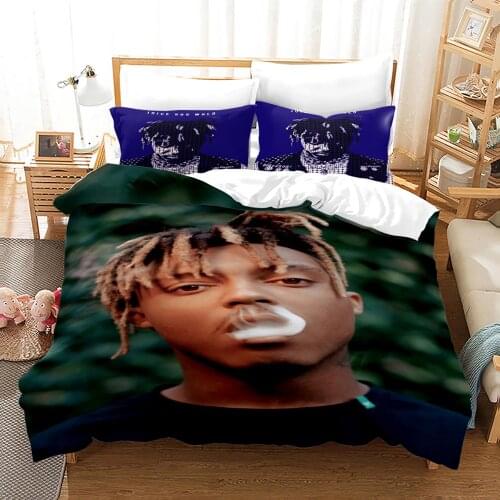Juice Wrld Bedding Set Single Twin Full Queen King Size Stars Juice Wrld Bed Set Childrens Kid Bedroom Duvetcover Sets 3D 006