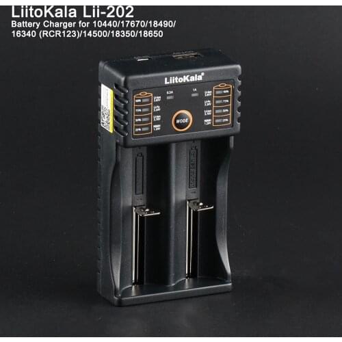 LiitoKala Lii-202 Li-ion NiMH Liepo4 USB Battery Charger for 10440/17670/18490/16340 (RCR123)/14500/18350/18650,mobile power