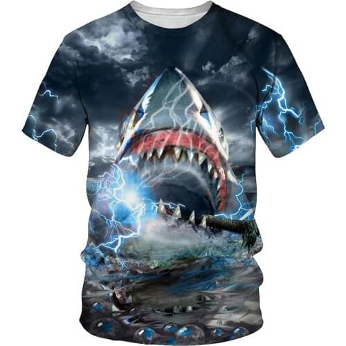 Shark 3D Print Men T-shirt Streetwear 2021 Summer Novel O Neck Short Sleeve Tees Tops 3D Style Male Clothes Casual T-shirts