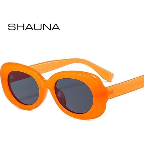 SHAUNA Retro Small Oval Sunglasses Women Fashion Jelly Orange Green Eyewear Shades UV400 Men Gray Pink Gradient Sun Glasses