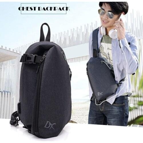 New Chest Backpack Men USB Charge Bagpack One Shoulder Mochilas Male Crossbody Back Bag Travel Sling Strap Plecak Casual Bolsas