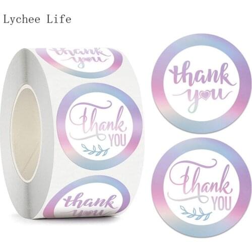 Lychee Life Round Shaped Thank You Scrapbooking Label Stickers Paper For Baking Packaging Seal Labels Stationery Stickers