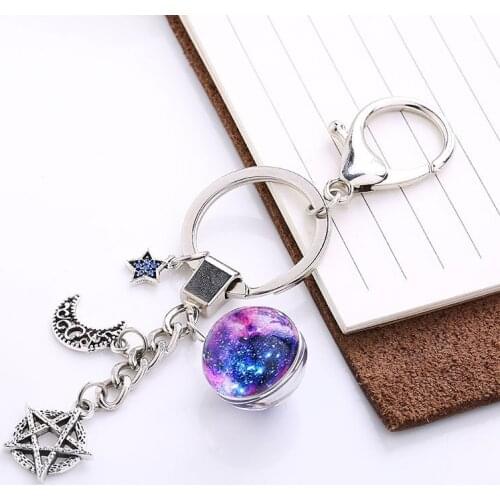 New Fashion Creative Key Chain Starry Sky Glass Ball Car Keyring Holder Jewelry Bag Pendant Gifts