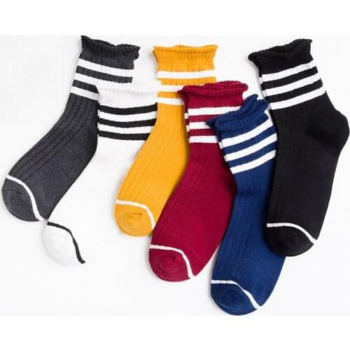 New Arrival 3Pair/lot Winter Sock Fashion Women Casual Cotton Socks Harajuku Stripes Comfortable Solid Color Socks Set Female