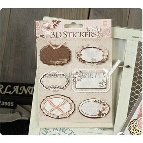 New Arrivals Fashion Dazzling 2sets/lot retro Blank label 3D Decorating Stickers Set DIY Photo Album Scrapbooking Kit