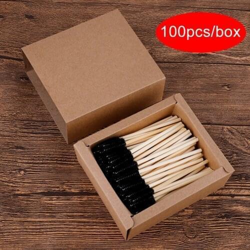 100pcs Bamboo Handle Disposable Eyelash Brush Makeup Brush Eyelash Extension Wands Eyebrow Brush Mascara Applicator Makeup Tool