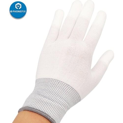 2pcs Tinting Nylon Carbon Fiber Work Gloves Vinyl Anti-static Window Tint Car Wrap Gloves White Wrapping Knitted Clearer Gloves