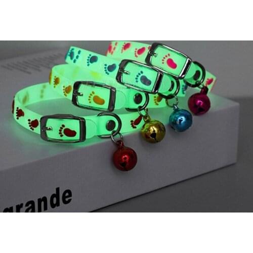 Pet Glowing Collars with Bells Glow at Night Dogs Cats Necklace Light Luminous Neck Ring Accessories Drop Shipping