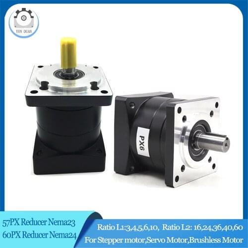 Planet Reducer Nema23 Ratio 3:1-60:1 PX57 PX60 Planetary Gearbox Gear for Nema 24 Stepper Motor Servo Motor Brushless Reducer