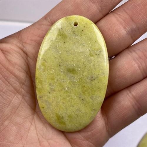 Natural Stone Oval Mustard Stone Pendant Necklace Charms Pendant for Jewelry Making DIY Necklace Size 35x55mm