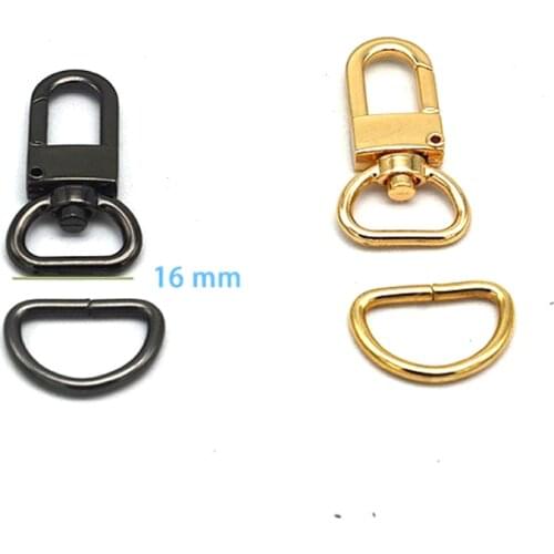 16mm Gold Lobster Swivel Clasp and D rings Key Ring Lobster Clasp Clip with rings 100pcs/lot