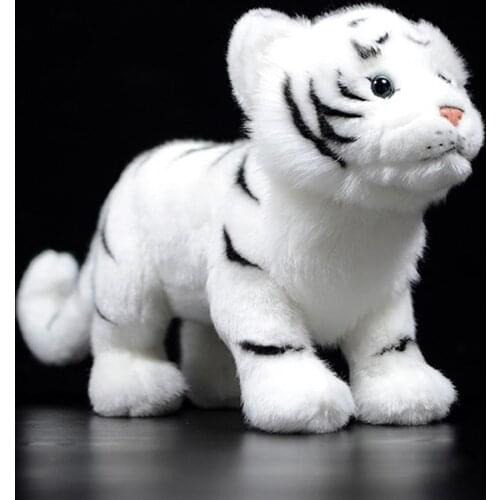 23cm High Real Life White Tiger Stuffed Animal Toys Lifelike Standing Wild Animals Tigers Plush Toy Gifts For Kids