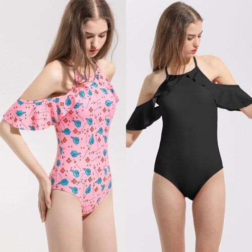 College Style With Chest Pad, No Steel Backing, Ruffled One-piece Sexy Backless Nylon Female Swimsuit, Bikini Lady Suit