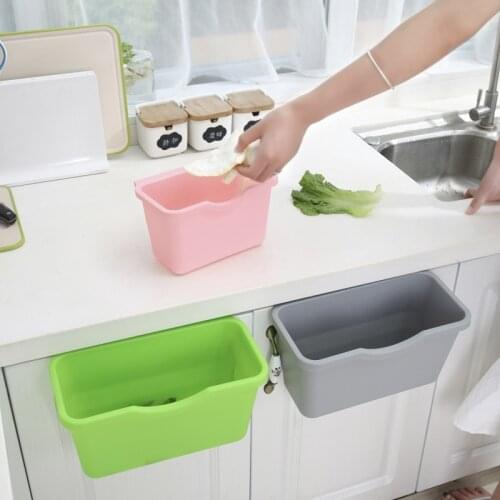 Storage Box Trash Storage Desktop Kitchen Holder Cabinet Door Plastic Basket Hanging Trash Can Waste Bin Garbage Can