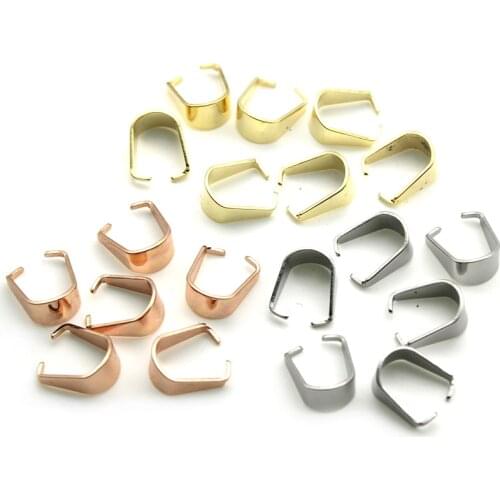 50pcs Stainless Steel Pendant Clips Pinch Bail Clasps Buckle Charm Necklace Hook Connector For DIY Jewelry Making Accessories