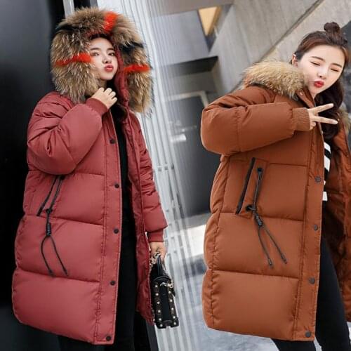 ENLU winter new fashion brand fun fur collar feather Hooded jacket female long down feather thick coat Winter Women Brand Down