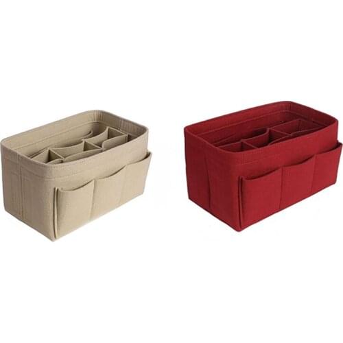 Women Fashion Felt Cloth Inner Bag Fits In Insert Handbag Multi-Pockets Cosmetic Bags Storage And Personal Belongings Organizer
