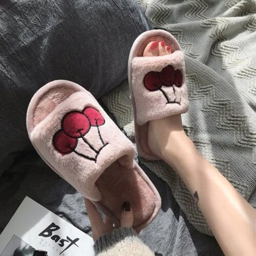 Women Winter Home Slippers Cartoon fruit Shoes Soft Winter Warm House Slippers Indoor Bedroom Slippers fur Couples MTX79