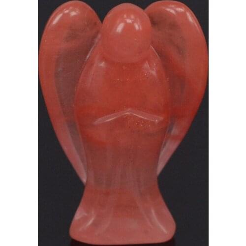 1.5inch Natural Gemstone Cherry Quartz Carving Angel Crafts Stone Figurine Chakra Healing Reiki