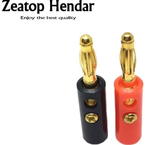 10Pcs Gold Plated 4mm Banana Male Speaker Screw Plugs Connectors Red and Black Lenth 40mm