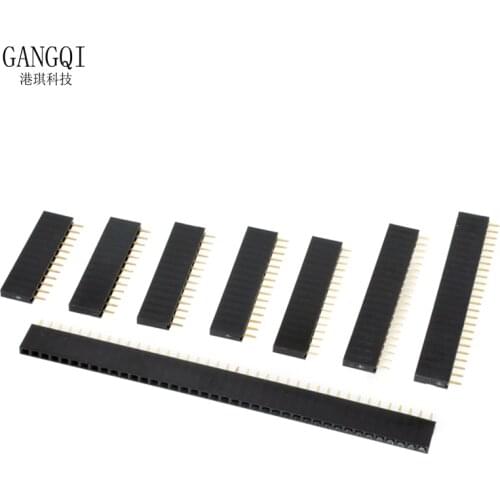 2.54mm Pitch Single Row Female 2~40P PCB socket Board Pin Header Connector Strip Pinheader 2/3/4/6/10/12/16/20/40Pin For Arduino