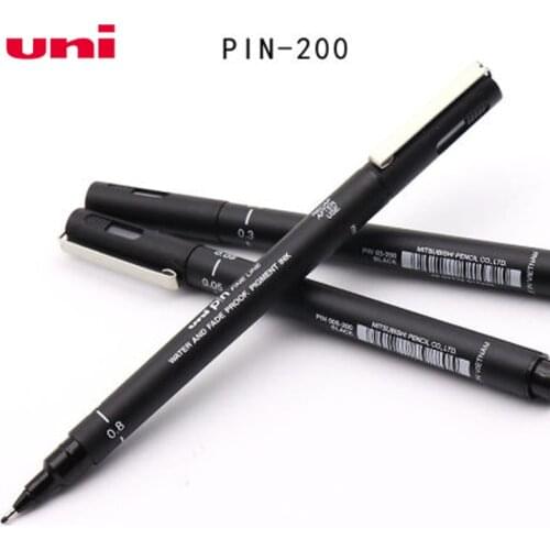 3pcs UNI Drawing Pen Needle Art Student Drawing Hook Line Pen PIN-200 Waterproof Painting Stroke Drawing Line Design Black Pen