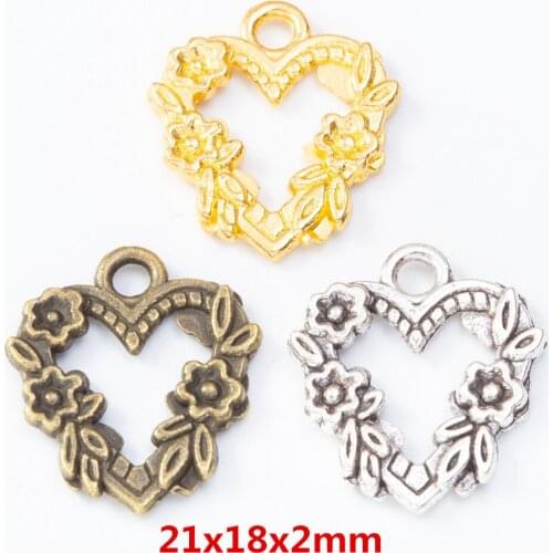 35 pieces of retro metal zinc alloy love pendant for DIY handmade jewelry necklace making 8005