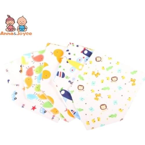 5Pc/Lot Cute Baby Waterproof Bib Bandana Bibs Cartoon Animal Print Cotton Newborn Infant Girls Boys Toddler Triangle Scarf