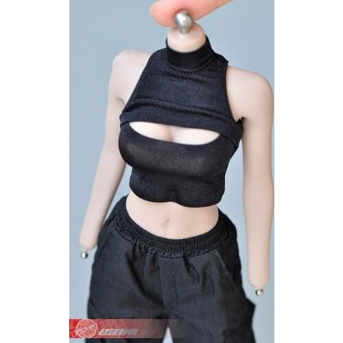 1/6 soldier model accessories open chest tight T-shirt black for 12 inch action figure accessories