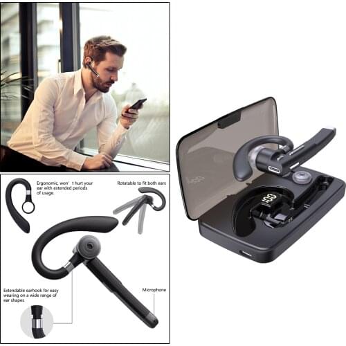 Bluetooth Headset w/Mic Noise Cancelling earpiece Hands-Free for Business/Workout/Driving/Office