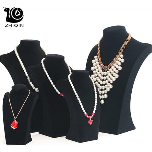 Black Velvet Flannel Portrait Necklace Display Storage Pendant Organizer Jewelry Display Storage Rack Bracket Window Display