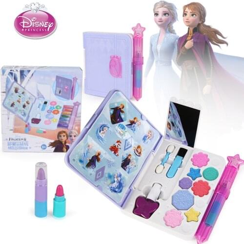 Disney childrens Princess ice and snow II beautiful diary make up box little girl toy stage performance make up toy girl gift