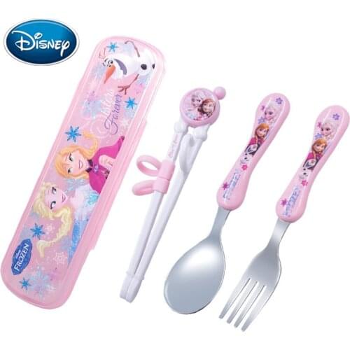 Disney Sini cartoon Baby eating chopsticks practice 304 stainless steel spoon safe baby learning chopsticks auxiliary cartoon