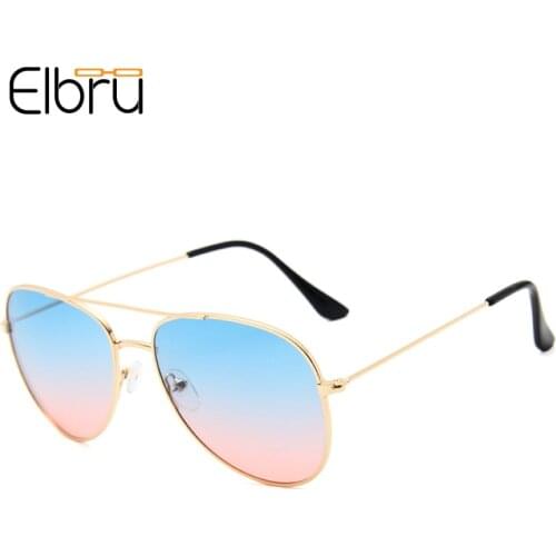 Elbru Classic Pilot Sunglasses For Men And Women Gradient Colorful Clear Lens Sun Glasses Brand Design Driving Spectacles Unisex