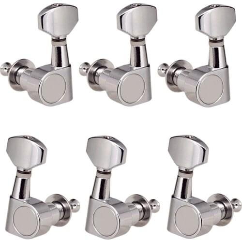 Folk Guitar Parts Alloy String Tuning Pegs Tuners 3R3L Square Button Chrome