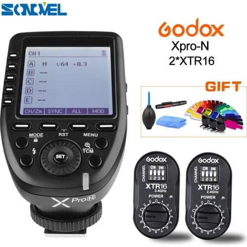 Godox i-TTL II 2.4G Wireless X system HSS with Big LCD Screen Transmitter Xpro-N+2X XTR-16 Receiver For Nikon/AD360II-N/SK400II