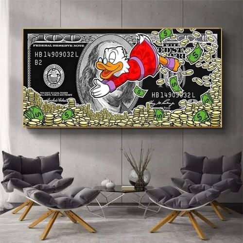 Money Canvas Prints Gold Standard Modern Canvas Painting Dollar Picture Style Street Art Canvas for Home Decor Wall Art Poster