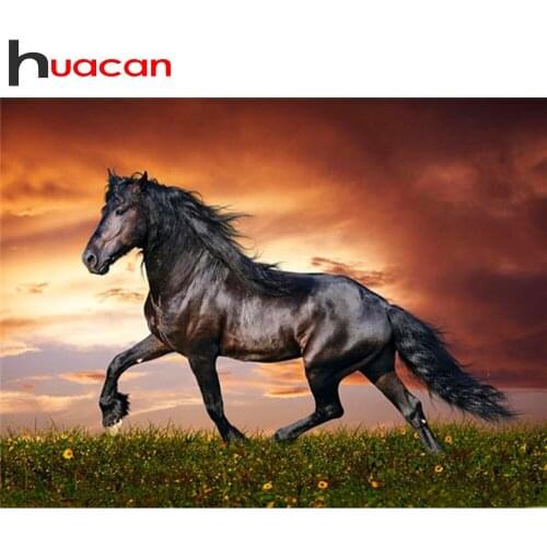 Huacan 5D DIY Diamond Painting Horse Kits Diamond Embroidery Animal Mosaic Cross Stitch Handmade Gift