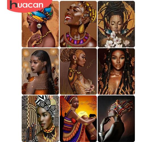 HUACAN Oil Painting By Numbers African Girl Handpainted Unique Gift Pictures By Numbers Woman For Adults Home Decoration